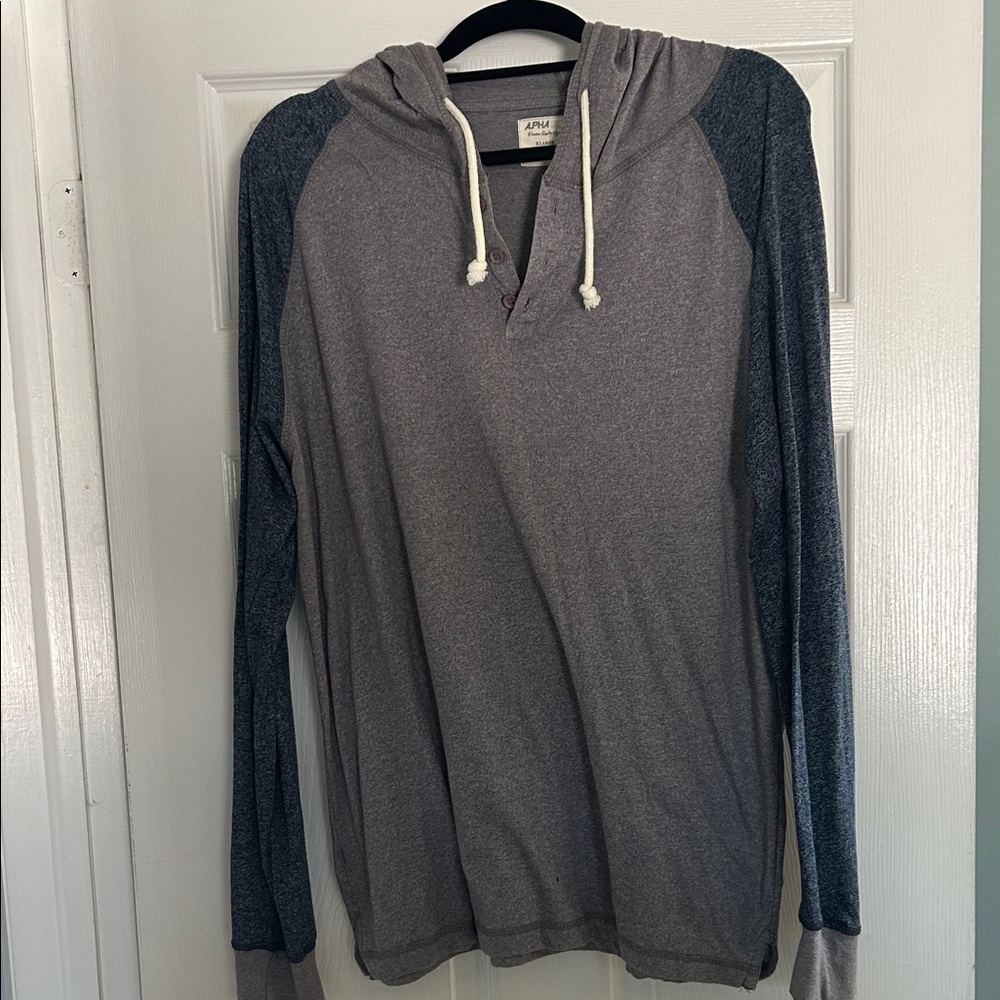 Gray and Blue Men's Hoodie